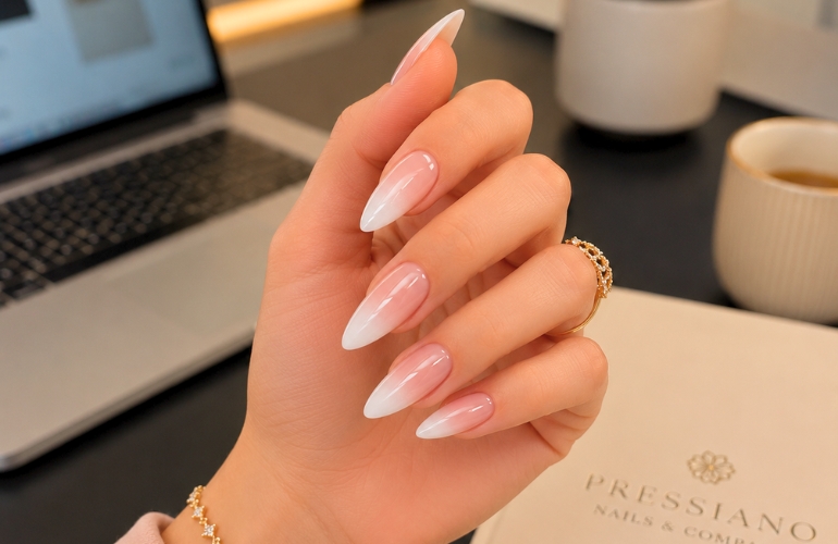 Luxury acrylic nail extensions with elegant almond-shaped nails designed for strength, length, and lasting beauty
