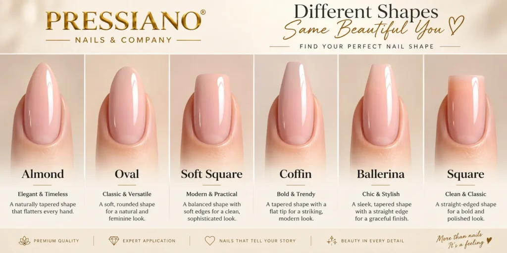 Different Nail Extensions Shape at Pressiano Nails Company in Sector 4, Vaishali, Ghaziabad - Next to Paras Hospital